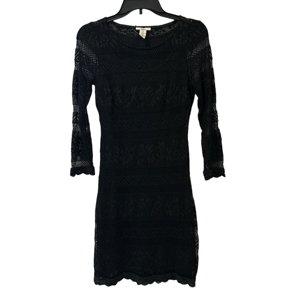 Bar III X-Small Mini Dress Sheath Floral Lace Overlay 3/4 Sleeve Stretch Lined